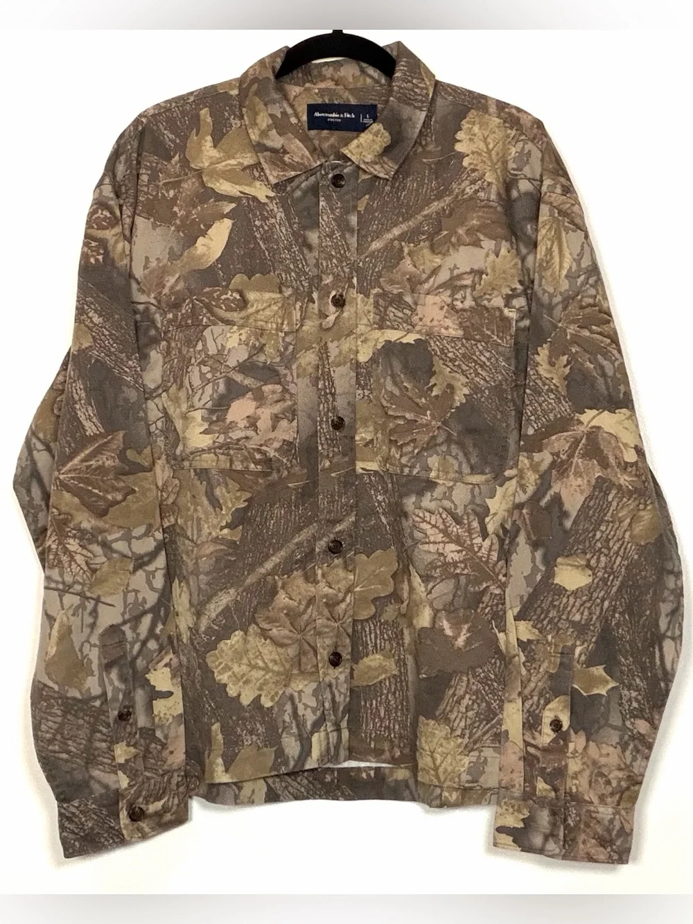 🆕 Abercrombie & Fitch Brown Camo Button-Up Shirt Jacket
